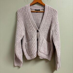 Banana Republic Womens Chunky Knit Wool Blend Cardigan Size M Preppy Academia